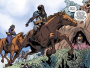   using horses for riding.