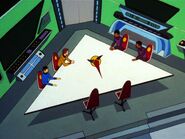 In the Klingon briefing room.