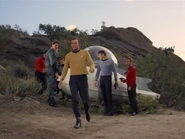 Landing party visits Lazarus's ship.