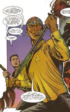 A Masai, Moves-With Burning-Grace, armed with his ancestral 