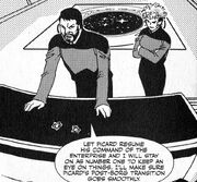 Riker and Shelby argue for Picard