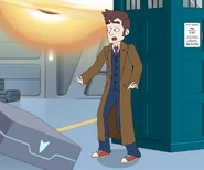 The Tenth Doctor and his TARDIS.
