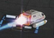 A shuttlepod with its tractor beam emitter engaged. (March)