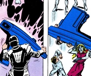 Black Annis manifesting a huge phaser.