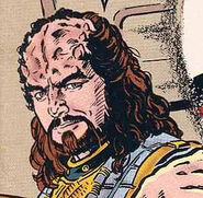 Riker transformed into a Klingon.