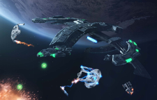 Chel Grett battlecruiser in battle