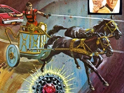 James T. Kirk riding a chariot.