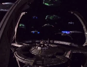 The allied fleet awaits orders off of DS9.