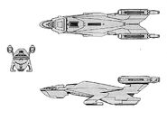 W4 class Kas Maal ("Speedstar") warpshuttle schematic views.