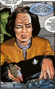 Lieutenant B'Elanna Torres repairs Voyager's systems