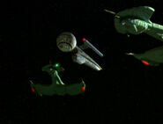 Klingon Defense Force Voodieh-class ships attack the Pasteur in 2395