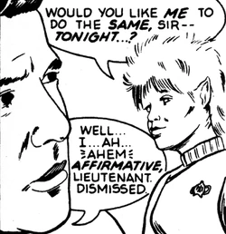 "T'Yee" distracting Kirk.