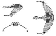 Great Bird L-42 class Klingon bird-of-prey frigate schematic profiles.