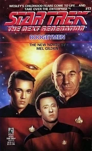 Cover of Gilden's first Star Trek novel, Boogeymen .