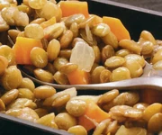 A cooked dish made with Gramilian sand peas.