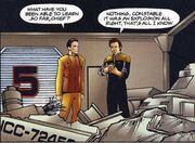 Odo and O'Brien in docking bay 5