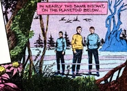 Perseus Arm planetoid surface.jpg (464 KB) James T. Kirk, Spock, and Leonard McCoy on the surface.