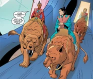 Telkun and Skalan atop sehlats.