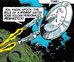 USS Enterprise at the Traveler's homeworld.