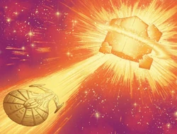 The Enterprise escapes Sakurazaka 's destruction.