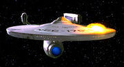 The Enterprise-A takes heavy fire from  's modified .