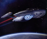 USS Rhode Island orbiting Earth.