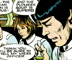 Eating plomeek soup.