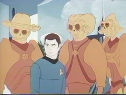 McCoy with Dramian officials.