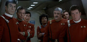 The TOS primary cast in the 2280s era of the original series movies