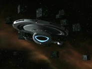 Voyager evades Borg cubes.