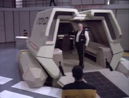 Scotty boarding the Goddard.