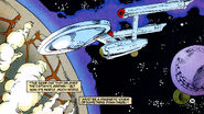 USS Enterprise, Beta Trilochus and its three moons.