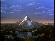 The opening shot of the 1986-1999 Paramount Pictures CGI Mountain logo