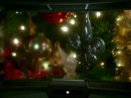 Voyager gets turned into a Christmas tree ornament by Quinn. (VOY episode: "Death Wish")