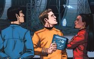 James T. Kirk, Spock and Nyota Uhura.