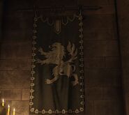 Lion banner at Castle Pyris.