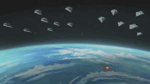 At the suppression of the Aeos system, the First Order bombards Aeos Prime as punishment for helping the Resistance.