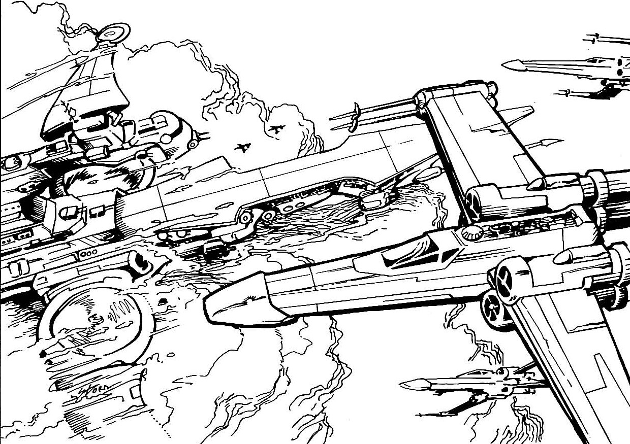 X-wing starfighters take on a vessel of the Exocron Airfleet.