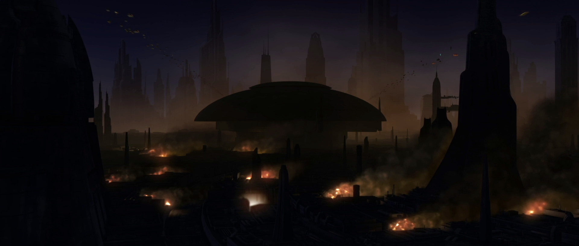 The bombing of Coruscant's central power distribution grid resulted in blackouts across the Federal District.