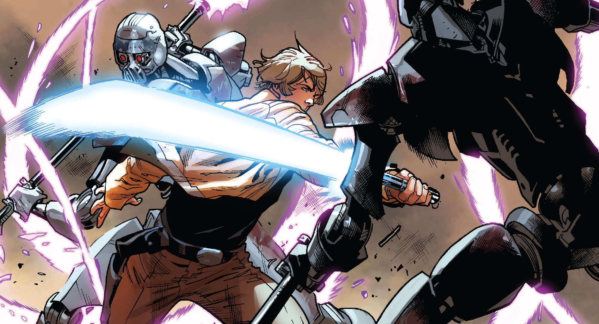 Luke Skywalker duels Magnaguards