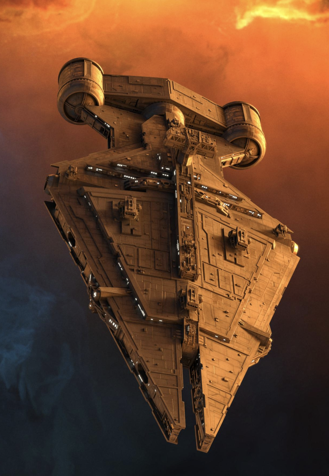 A heavily armed Arquitens-class command cruiser with additional weapons emplacements