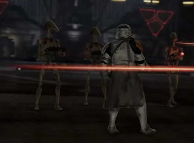 Security droids take part in the Battle of Utapau.