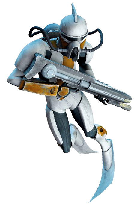 A Clone SCUBA trooper with orange markings