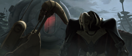 Grievous and B1 battle droid on Saleucami