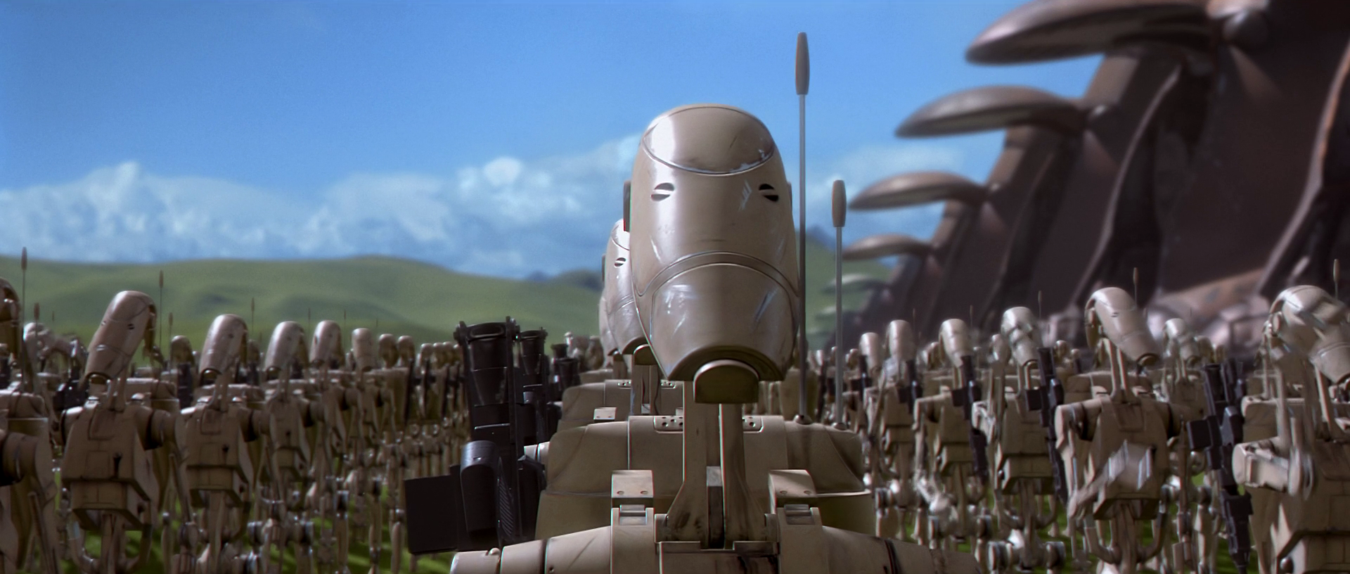 B1-Series battle droids at the Battle of the Great Grass Plains.