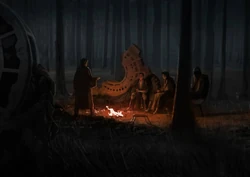 Concept artwork of Brendok Jedi by a campfire, Vincent Jenkins[107]