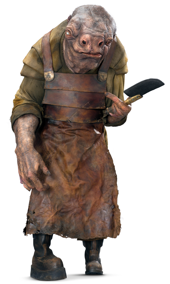 The chef Strono Tuggs wearing a leather apron, a simple form of protective clothing.