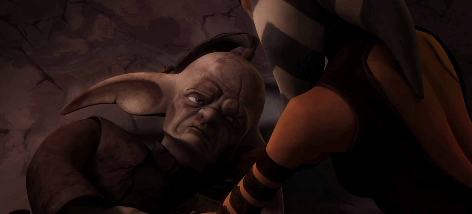 Before dying, Even Piell passes on his half of the Nexus Route's coordinates to Ahsoka Tano.