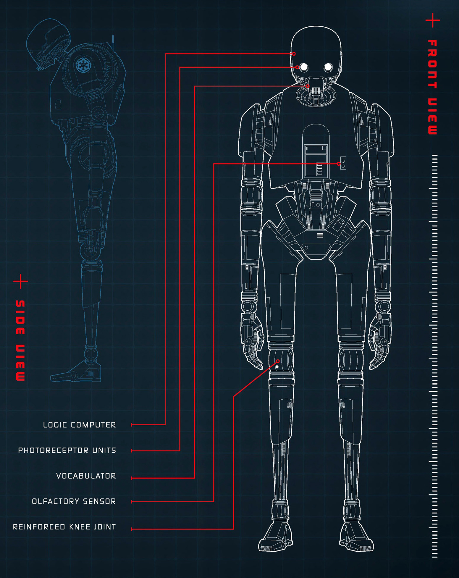 Technical drawing of a KX-series security droid