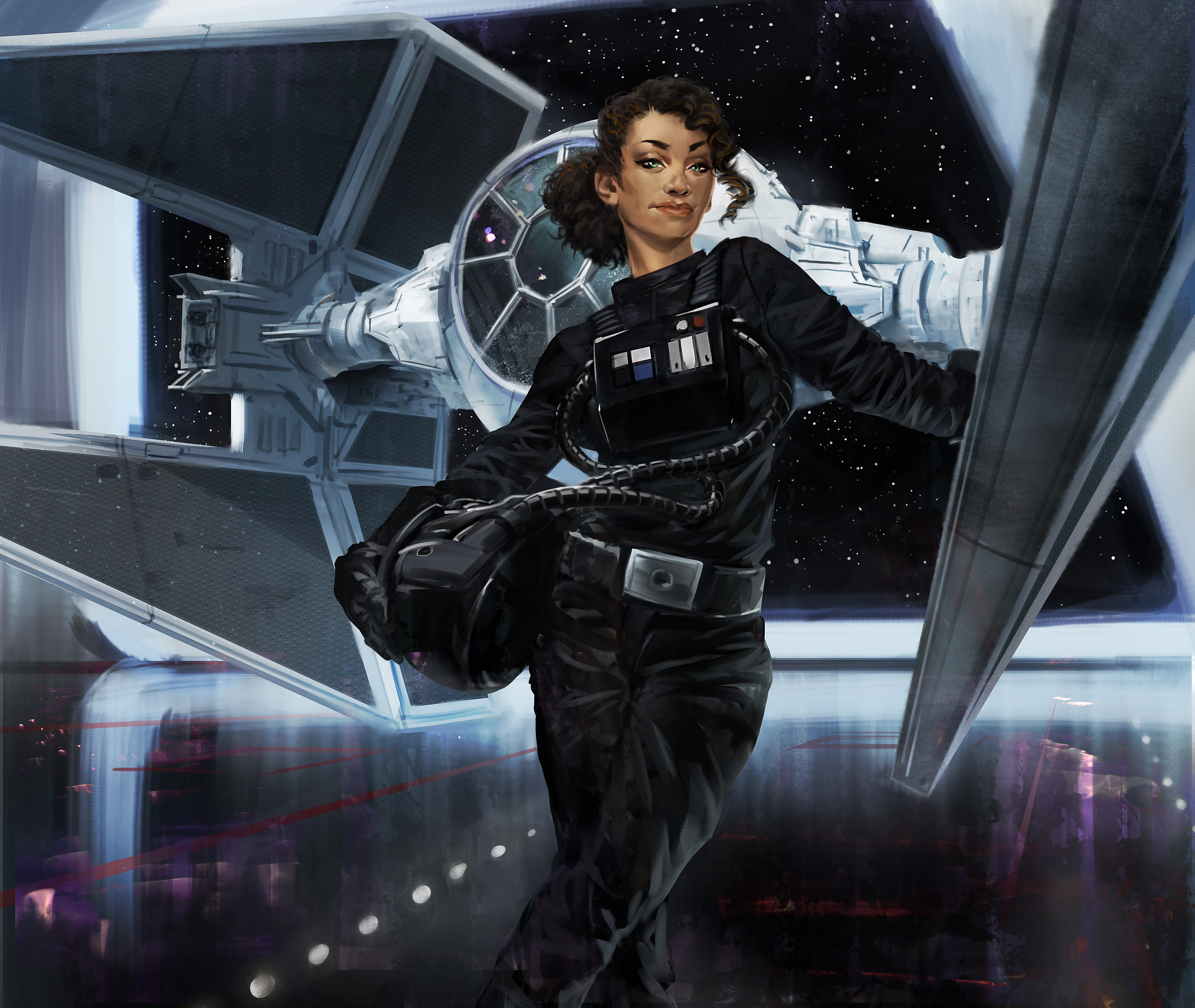 Ree stands in front of her TIE Interceptor